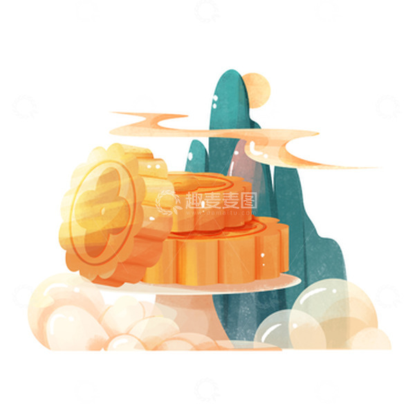 源文件下载【趣麦麦图】简约国风中秋节月饼