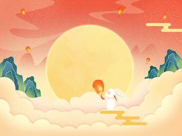 手会国潮中秋节海报背景