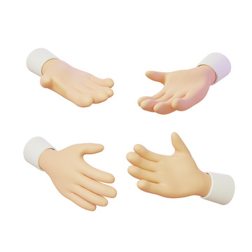 3D立体卡通手掌手模手势元素