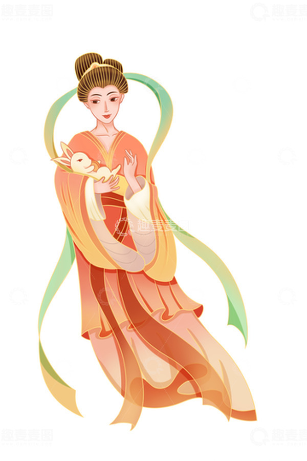 源文件下载【趣麦麦图】手绘中国风嫦娥人物