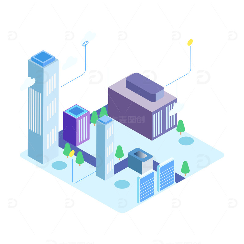 源文件下载【趣麦麦图】-科技智慧城市建筑