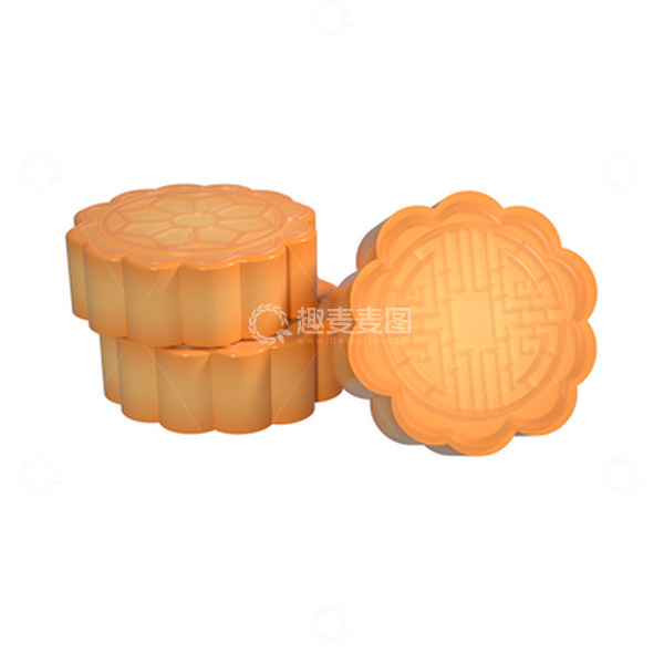 源文件下载【趣麦麦图】3D立体中秋节团圆月饼模型