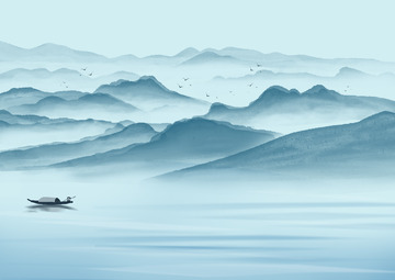 古风山水中国风山水水墨海报背景
