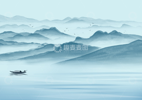 源文件下载【趣麦麦图】古风山水中国风山水水墨海报背景