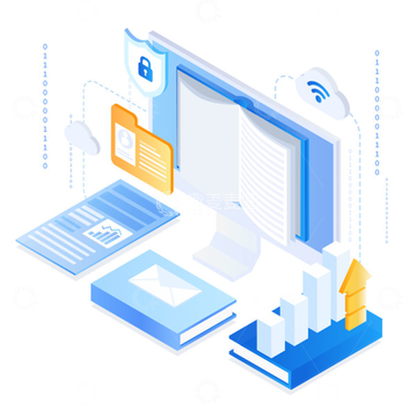 源文件下载【趣麦麦图】-蓝色2.5D商务互联网教育装饰矢量图元素