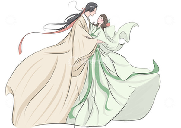 源文件下载【趣麦麦图】七夕古风人物小清新情侣手绘元素