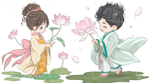 源文件下载【趣麦麦图】七夕人物可爱古风情侣手绘元素