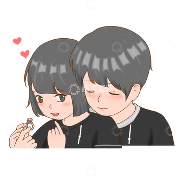 源文件下载【趣麦麦图】七夕情侣惊喜告白求婚情侣装