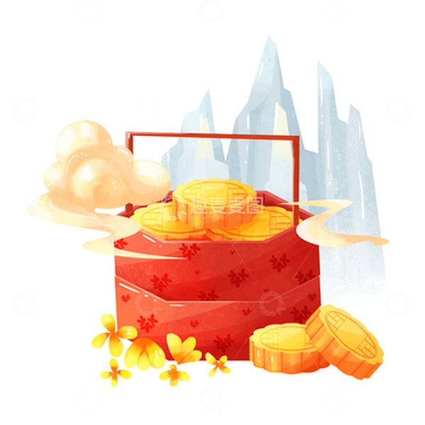 源文件下载【趣麦麦图】国风简约礼盒中秋月饼