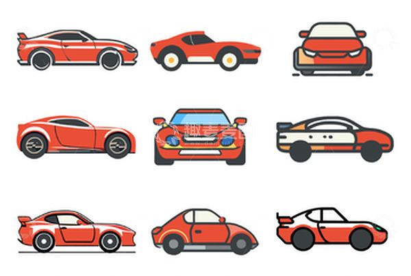 源文件下载【趣麦麦图】红色跑车组合矢量元素