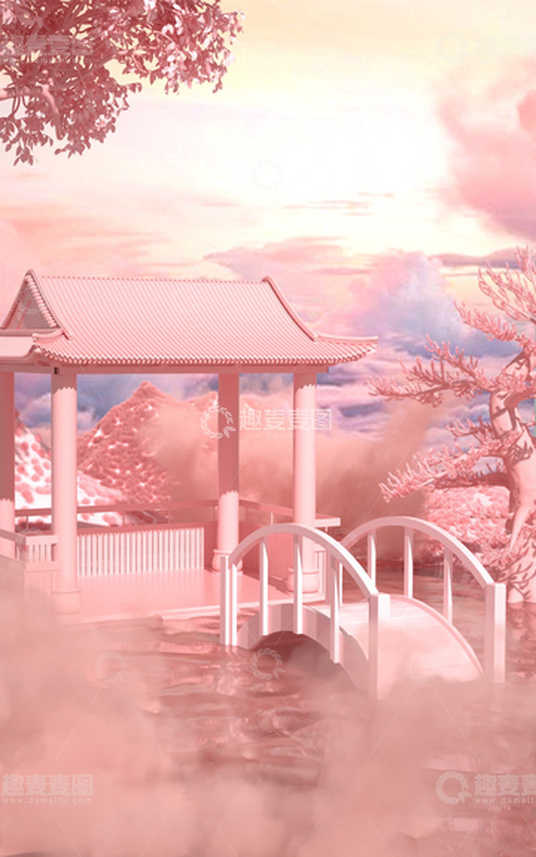 源文件下载【趣麦麦图】3D立体浪漫约会鹊桥七夕背景