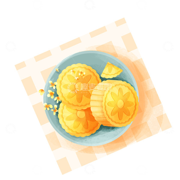 源文件下载【趣麦麦图】简约中秋国风月饼桂花