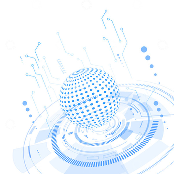 源文件下载【趣麦麦图】蓝色科技企业球体电路线条装饰元素