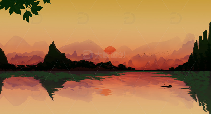 源文件下载【趣麦麦图】-山水风景背景