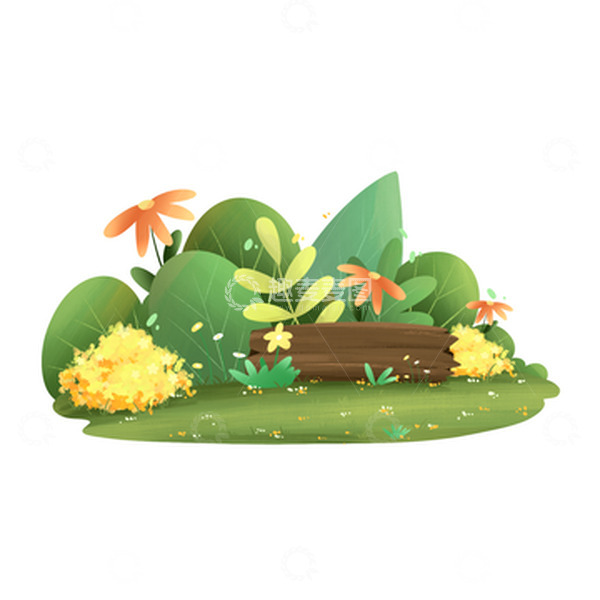 源文件下载【趣麦麦图】手绘卡通春天夏季绿植花卉场景元素