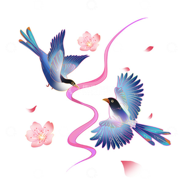 源文件下载【趣麦麦图】-七夕两只喜鹊元素