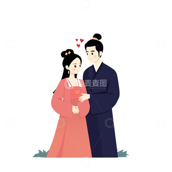源文件下载【趣麦麦图】七夕牛郎织女情人节浪漫约会汉服古装