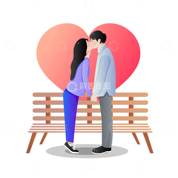 源文件下载【趣麦麦图】情侣七夕情人节情侣矢量人物场景插画