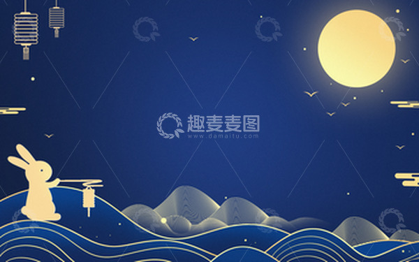 源文件下载【趣麦麦图】-中秋节玉兔中国风海报背景