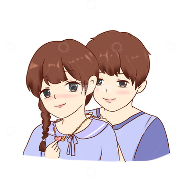 源文件下载【趣麦麦图】七夕情人节帮恋人戴项链