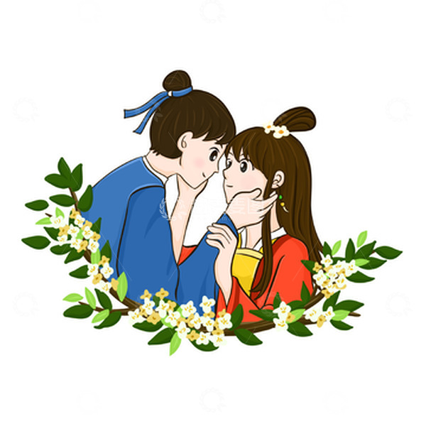 源文件下载【趣麦麦图】手绘七夕情人节情侣
