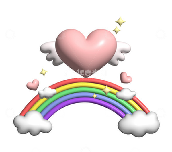 源文件下载【趣麦麦图】情人节七夕粉色爱心彩虹星星