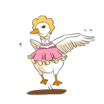 努力起飞的小鸭子宠物鸭可爱动物元素