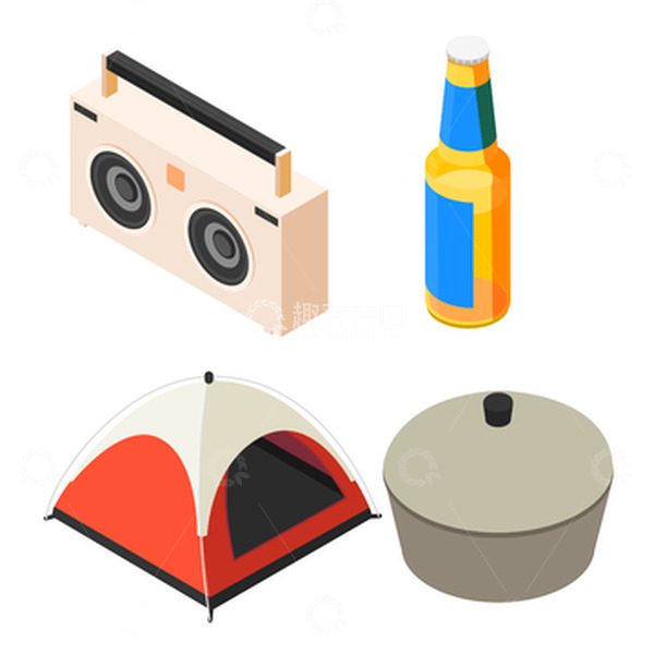 源文件下载【趣麦麦图】2.5d露营烧烤元素