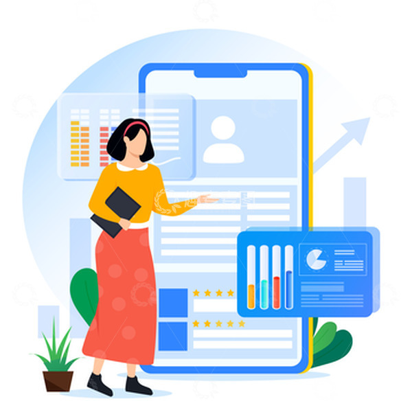 源文件下载【趣麦麦图】蓝色科技人物移动端办公装饰扁平化元素