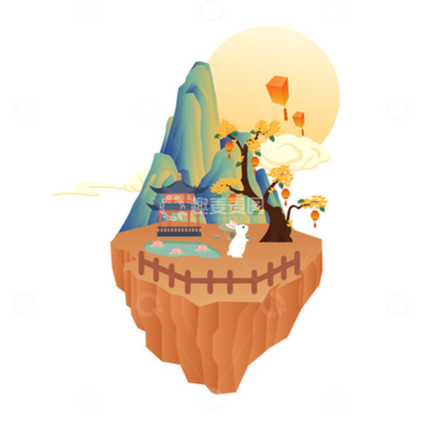 源文件下载【趣麦麦图】中秋插画玉兔元素