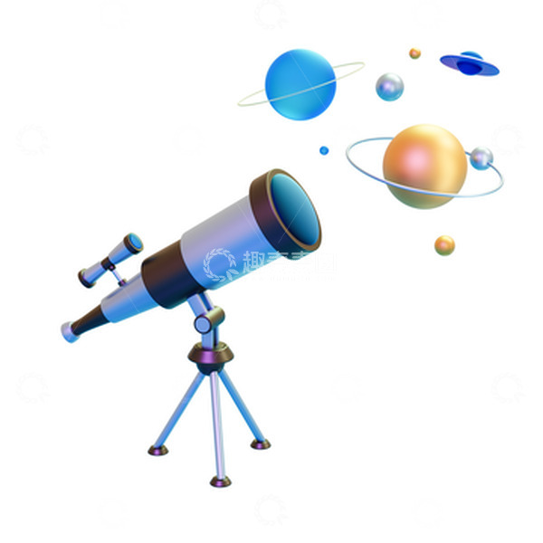 源文件下载【趣麦麦图】-3D立体卡通天文望远镜模型