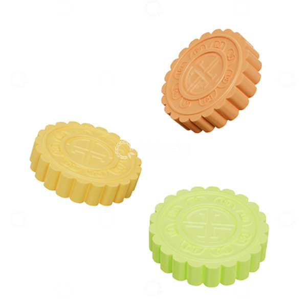 源文件下载【趣麦麦图】-3D中秋节彩色冰皮月饼