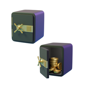 3D立体黑色金融保险箱保险柜