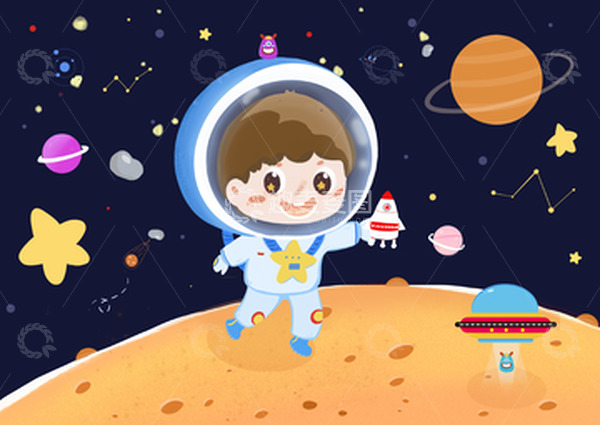 源文件下载【趣麦麦图】宇宙星球月球之旅插画