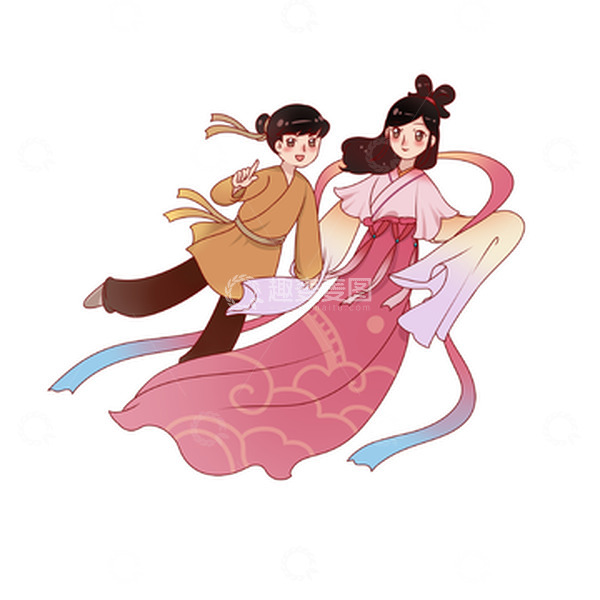 源文件下载【趣麦麦图】七夕浪漫牛郎织女