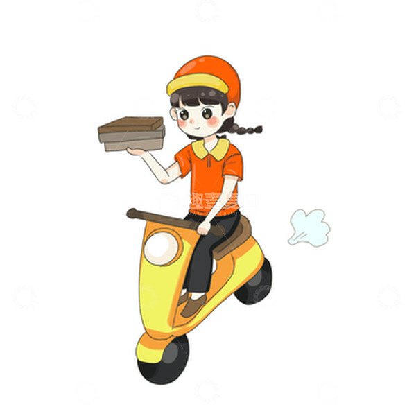 源文件下载【趣麦麦图】外卖员配送员男子