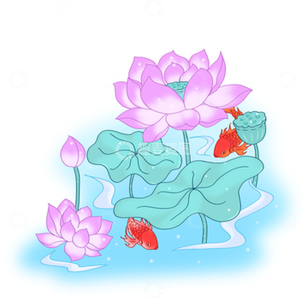 源文件下载【趣麦麦图】处暑避暑荷花池避暑鱼塘