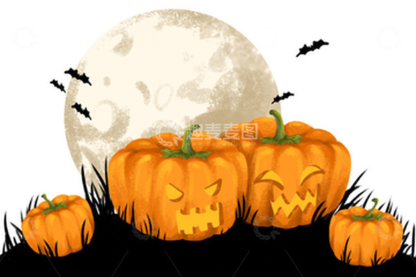 源文件下载【趣麦麦图】万圣节南瓜鬼魂蝙蝠