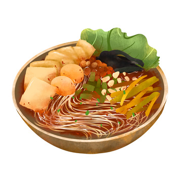 手绘美食螺蛳粉面条插画元素