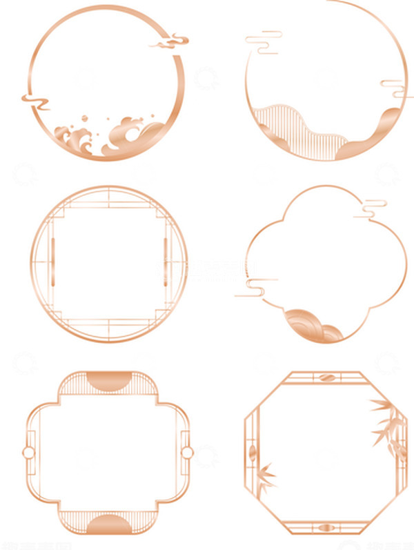 源文件下载【趣麦麦图】金色渐变国潮古风窗户背景框装饰元素