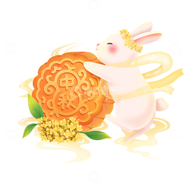 源文件下载【趣麦麦图】卡通玉兔中秋月饼元素