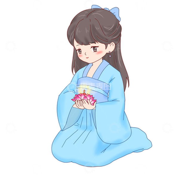源文件下载【趣麦麦图】中秋节放花灯许愿人物