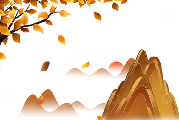 源文件下载【趣麦麦图】手绘秋天金黄落叶节气海报顶部装饰元素