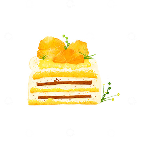 源文件下载【趣麦麦图】橘子蛋糕插画
