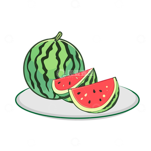 源文件下载【趣麦麦图】切片西瓜插画