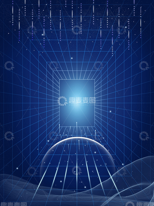 源文件下载【趣麦麦图】创意科技圈蓝色发光科技线条背景