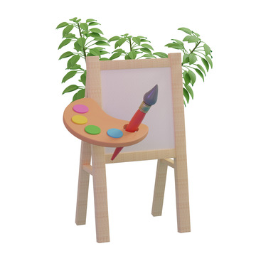3D立体卡通调色板画板画笔