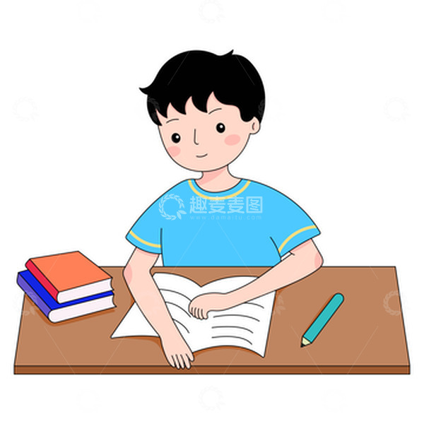 源文件下载【趣麦麦图】开学季学生看书写作业插画
