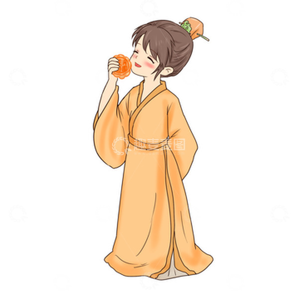 源文件下载【趣麦麦图】中秋节赏月吃月饼古风人物