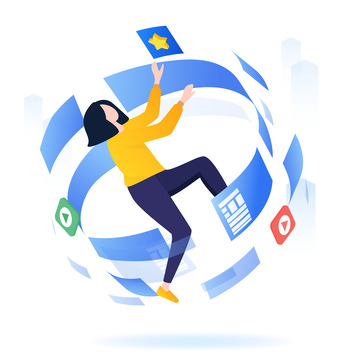 蓝色2.5D商务互联网未来人物悬浮元素